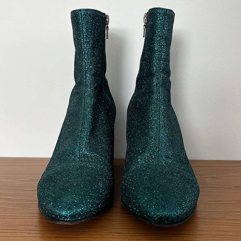 Dries Van Noten Ikat Glitter Block Heel Bootie Boots - Picture 5 of 16